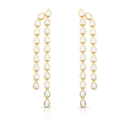 Brinco Fio Gotas de Zircônias Embutidas Folheada a Ouro 18k