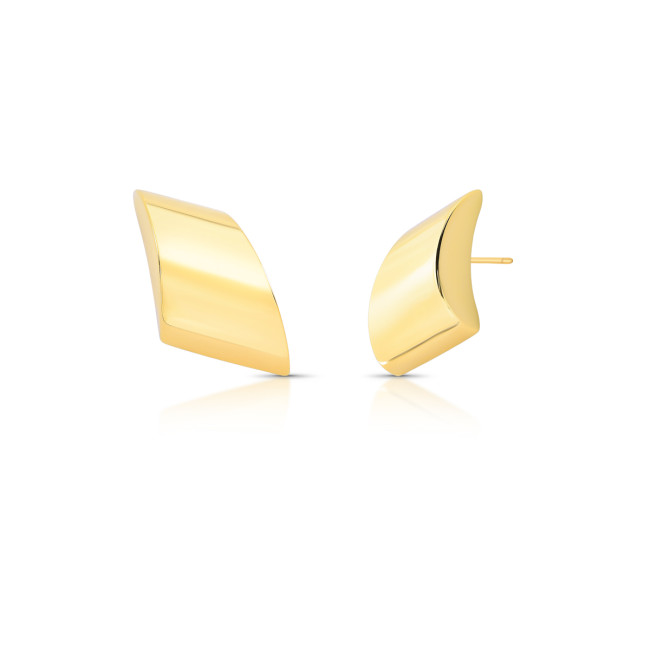 Brinco Assimétrico Liso Folheado a Ouro 18k