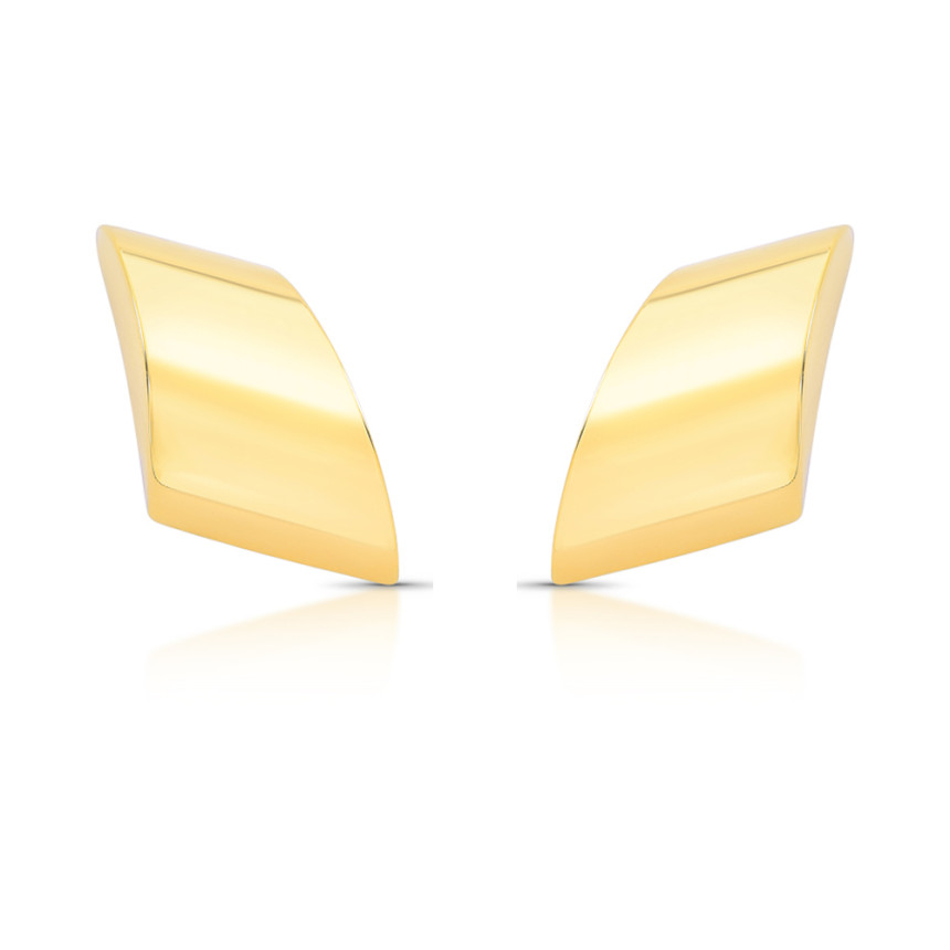 Brinco Assimétrico Liso Folheado a Ouro 18k