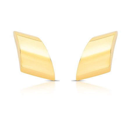 Brinco Assimétrico Liso Folheado a Ouro 18k