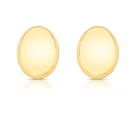 Brinco Oval Liso Folheado a Ouro 18k