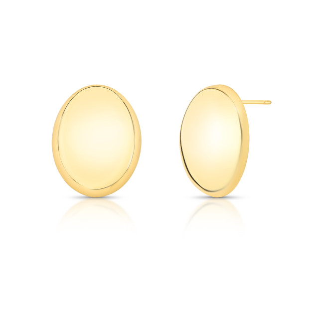 Brinco Oval Liso Folheado a Ouro 18k