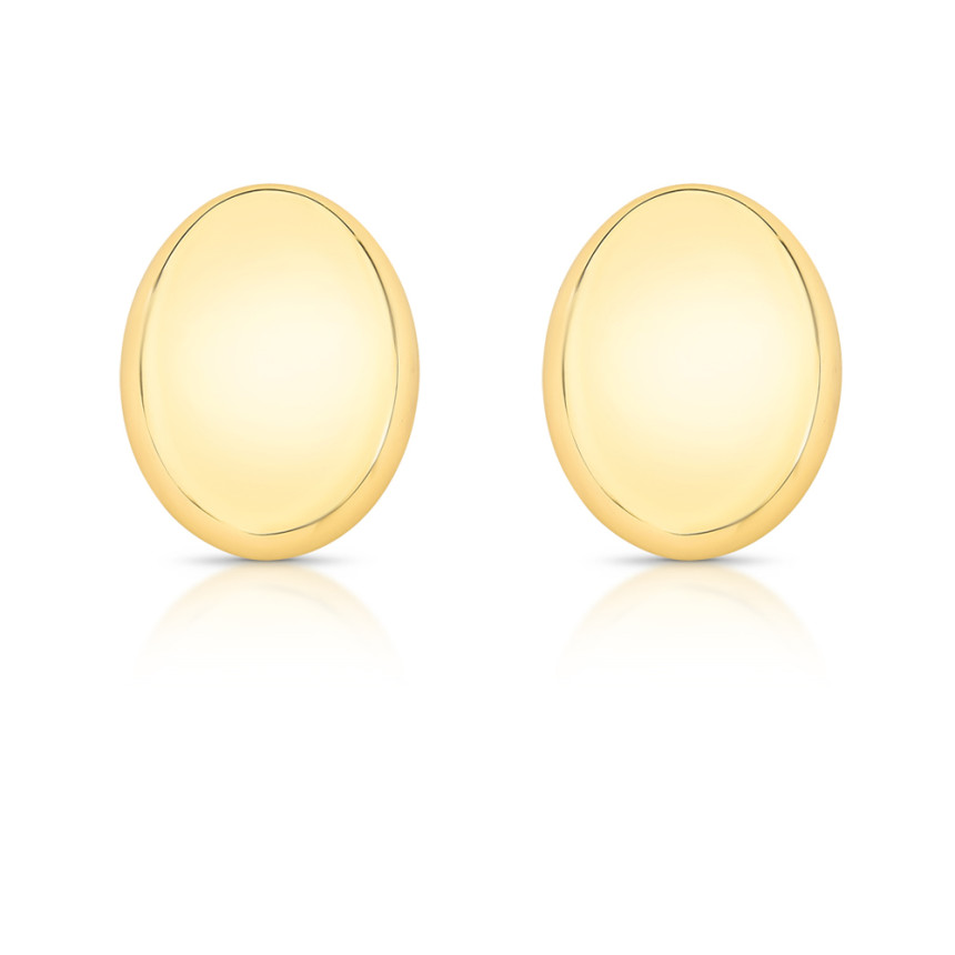 Brinco Oval Liso Folheado a Ouro 18k