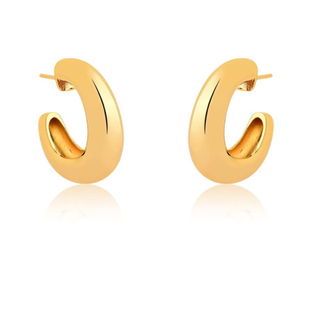 Argola Bojuda Lisa c/ Tarraxa 28mm Folheada a Ouro 18k