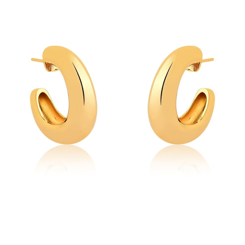 Argola Bojuda Lisa c/ Tarraxa 28mm Folheada a Ouro 18k