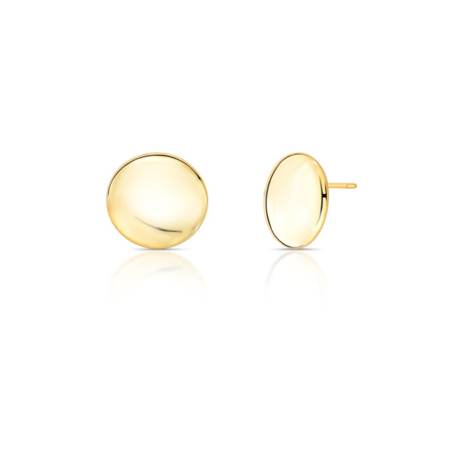 Brinco Botão Liso 20mm Folheado a Ouro 18k