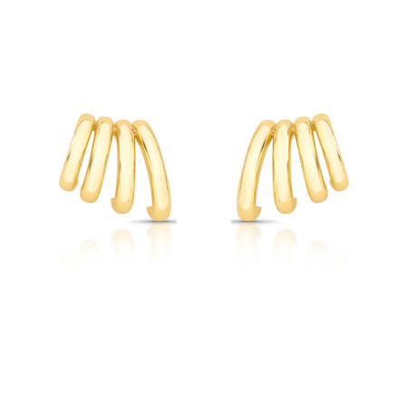 Brinco Ganchos Quatro Fios Assimétricos Folheado a Ouro 18K