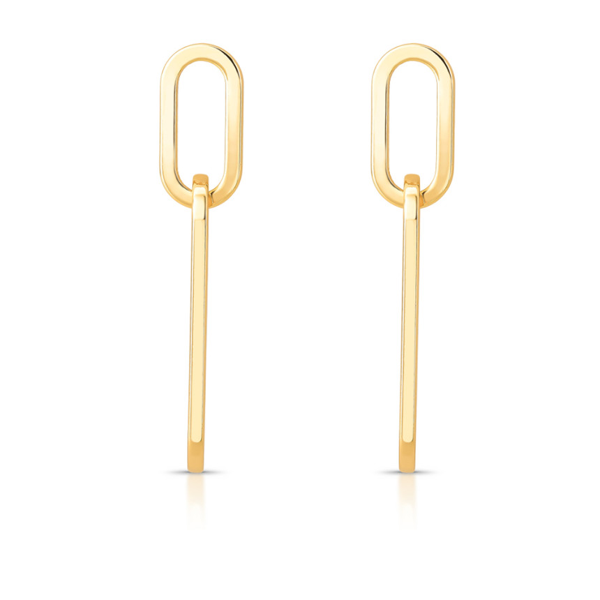 Brinco Elos Ovais Lisos Folheado a Ouro 18k