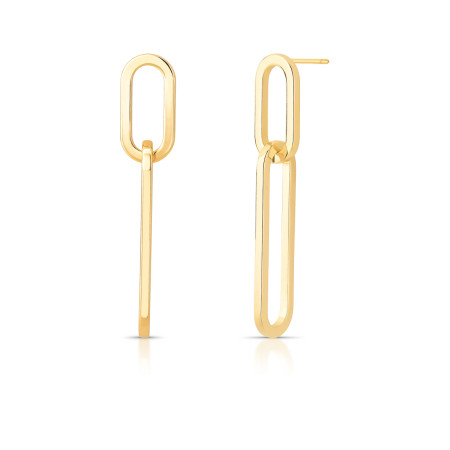 Brinco Elos Ovais Lisos Folheado a Ouro 18k