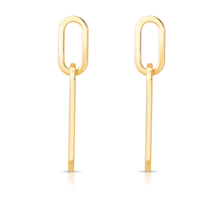 Brinco Elos Ovais Lisos Folheado a Ouro 18k