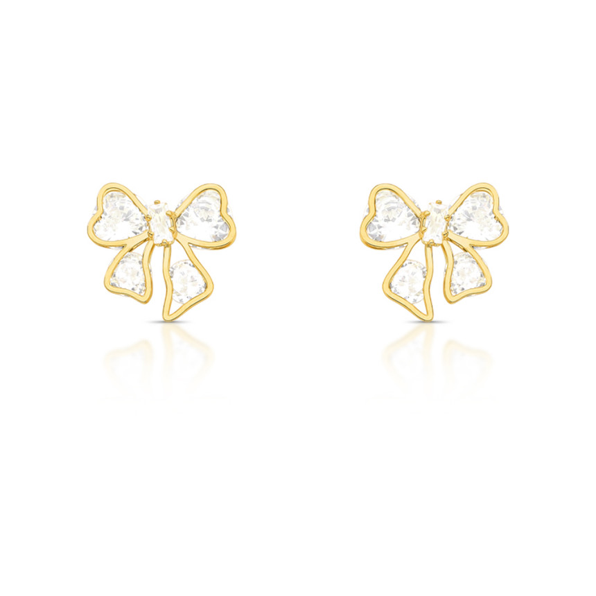 Brinco Laço c/ Zircônias Folheado a Ouro 18k