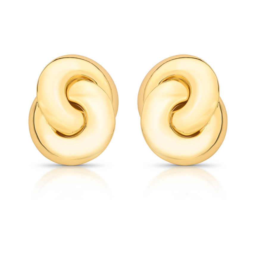 Brinco Elos Redondos Entrelaçados Folheado a Ouro 18k