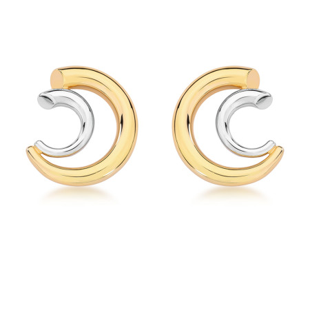 Brinco Tubos Dois Tons Folheado a Ouro 18K