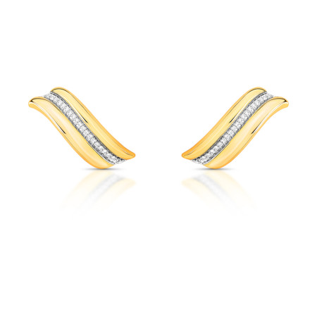 Brinco Ear Cuff Curvo c/ Fio " Cravejado Folheado a Ouro 18k