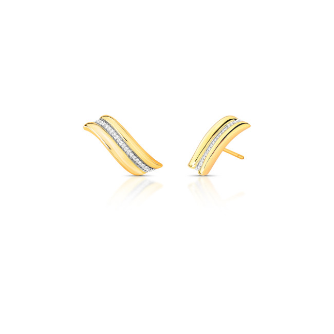 Brinco Ear Cuff Curvo c/ Fio " Cravejado Folheado a Ouro 18k