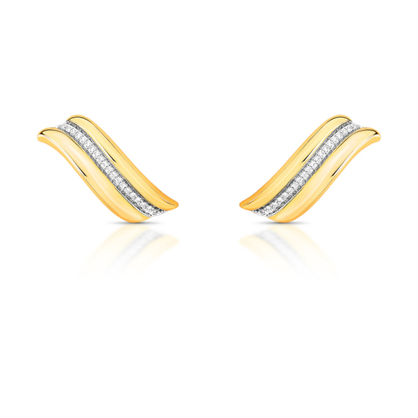 Brinco Ear Cuff Curvo c/ Fio " Cravejado Folheado a Ouro 18k