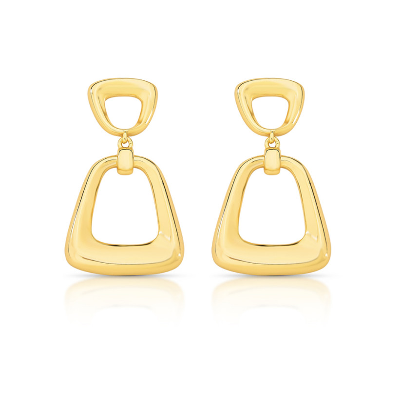 Brinco Vazados Suspenso Folheado a Ouro 18K