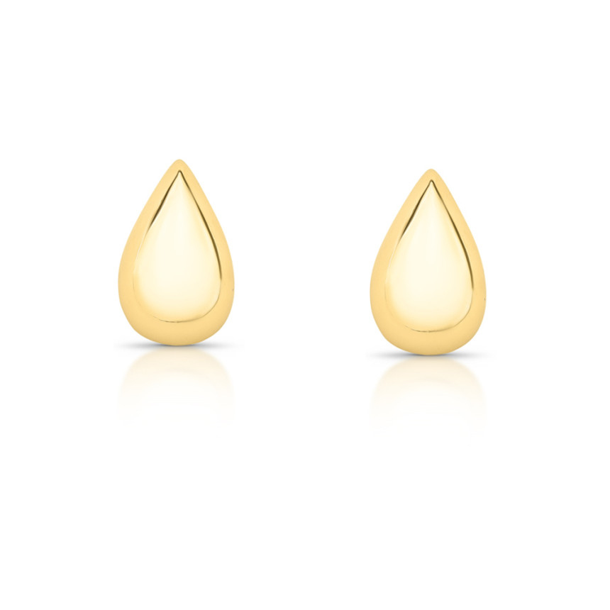 Brinco Fixo Gota Lisa Folheado a Ouro 18k