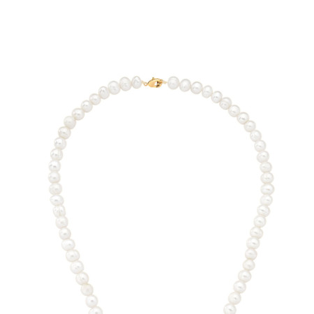 Gargantilha Pérola Água Doce e Coração Zircônia Fusion Folheada a Ouro 18K