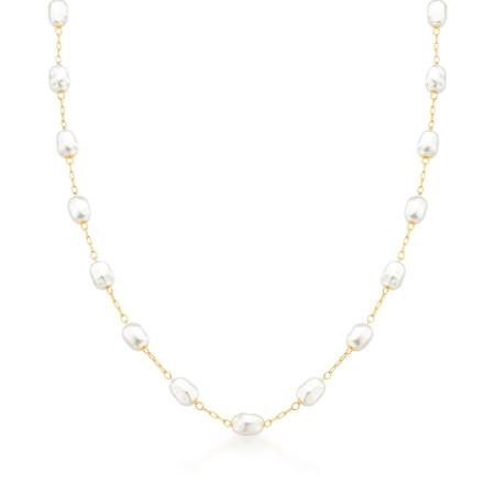 Gargantilha Pérola Arroz Folheada a Ouro 18K