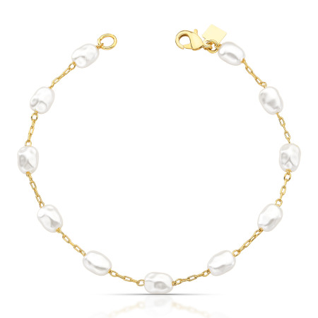 Pulseira Pérola Arroz Folheada a Ouro 18K