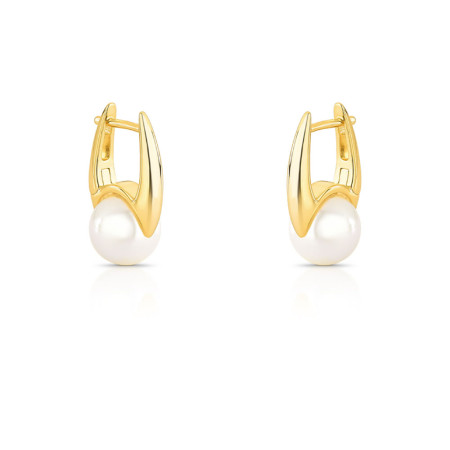 Argola Click c/ Pérola Shell Folheada a Ouro 18K