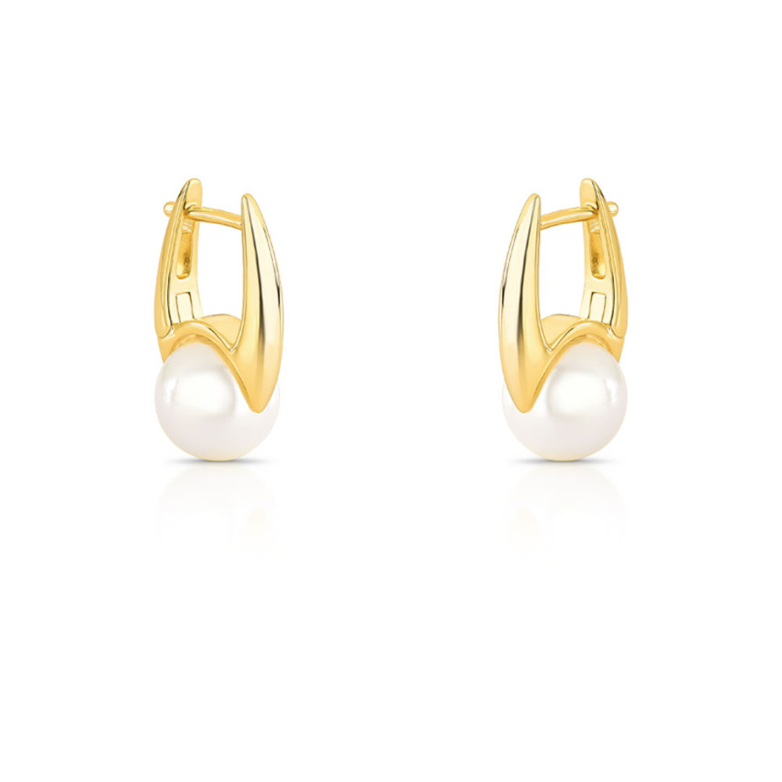 Argola Click c/ Pérola Shell Folheada a Ouro 18K