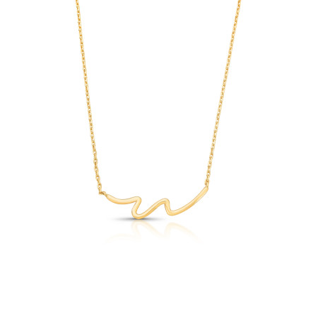 Gargantilha Cartier c/ Pingente Fio Liso Ondulado Folheada a Ouro 18k