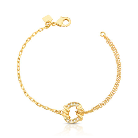 Pulseira Elo Oval Detalhes Cravejados Folheada a Ouro 18k