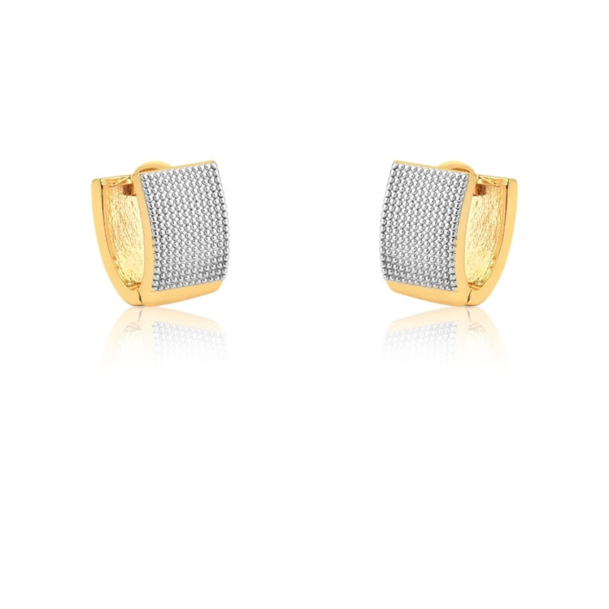 Argola Click Retangular Caneta de Ródio 13mm Folheada a Ouro 18k