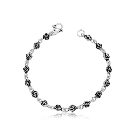 Pulseira Prata Rosinhas Envelhecidas