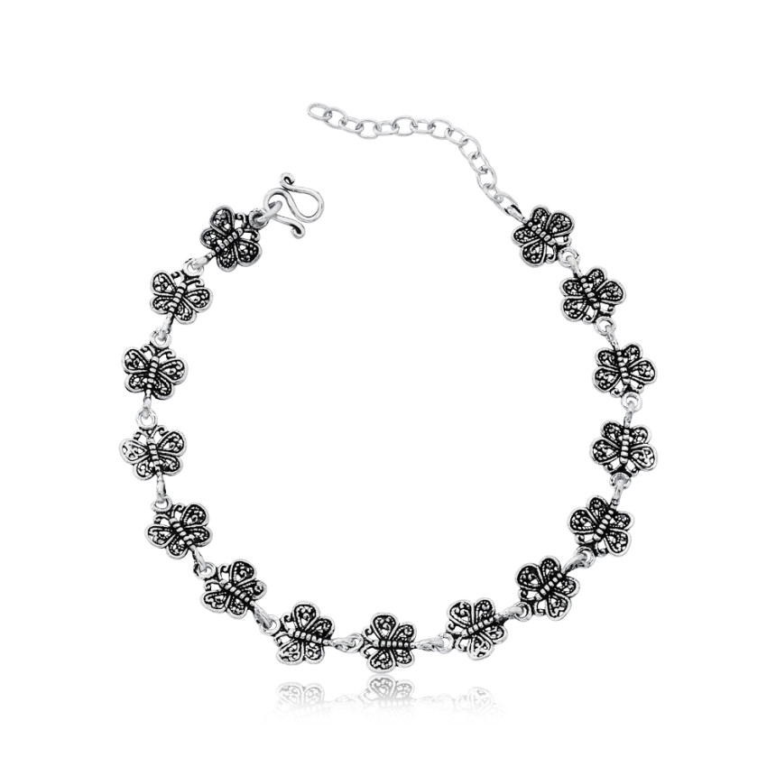 Pulseira Prata Borboletas Envelhecidas