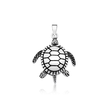 Pingente Prata Tartaruga Marinha Envelhecida