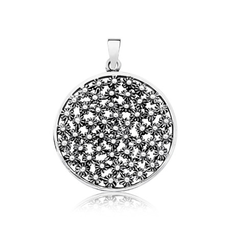 Pingente Prata Mandala Pecum Envelhecida