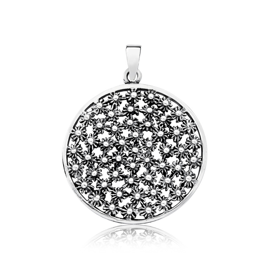 Pingente Prata Mandala Pecum Envelhecida