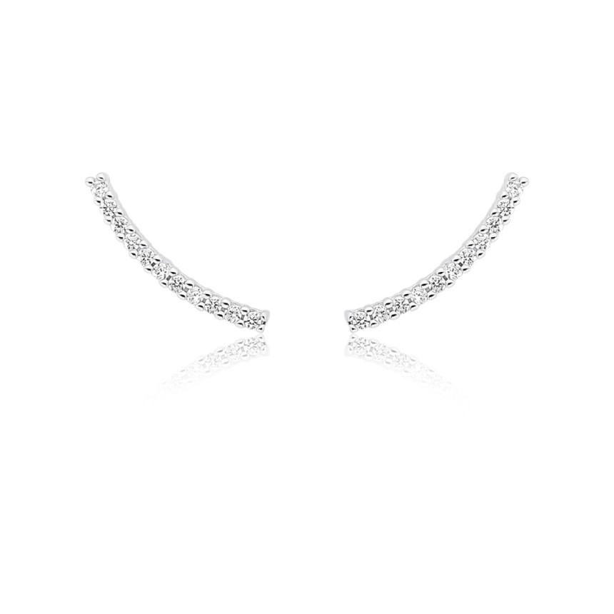 Brinco Prata c/ Ródio Ear Cuff Fio Cravejado