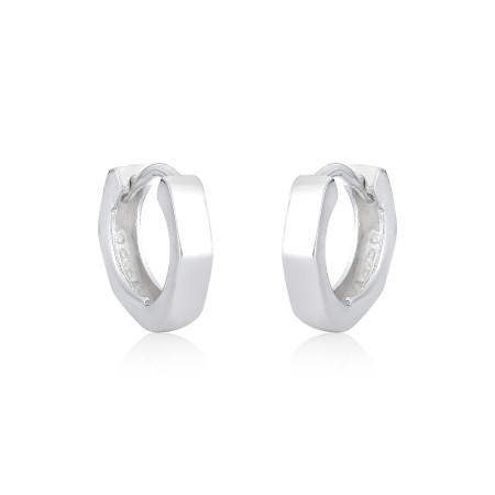 Argola Prata Click Lisa Hexágono 14mm