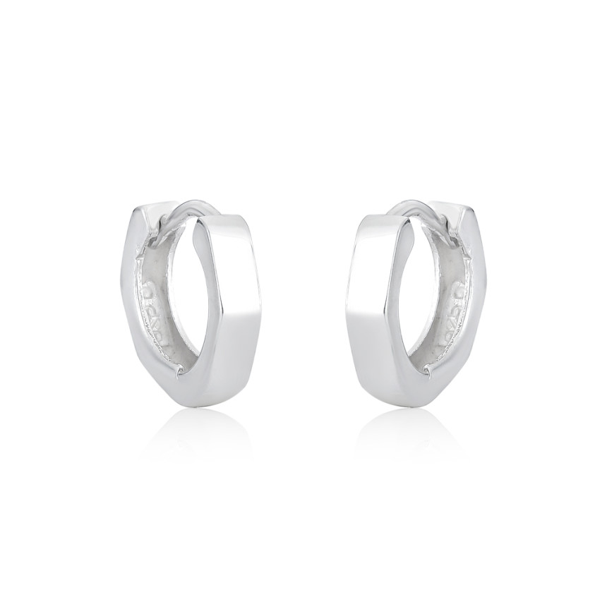 Argola Prata Click Lisa Hexágono 14mm