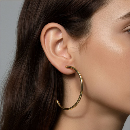 Argola Tubo c/ Tarraxa 5,5cm Folheada a Ouro 18k