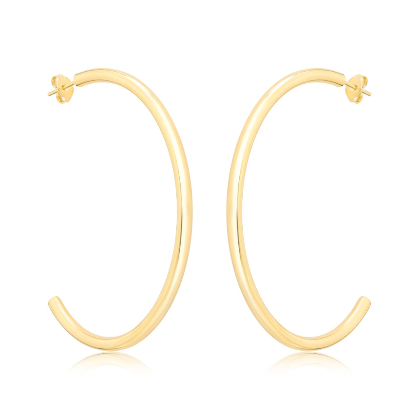 Argola Tubo c/ Tarraxa 5,5cm Folheada a Ouro 18k