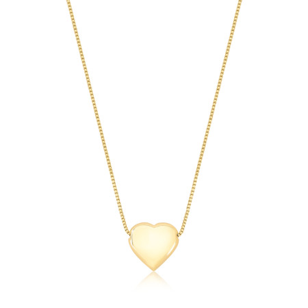 Gargantilha Coração Liso Folheada a Ouro 18k
