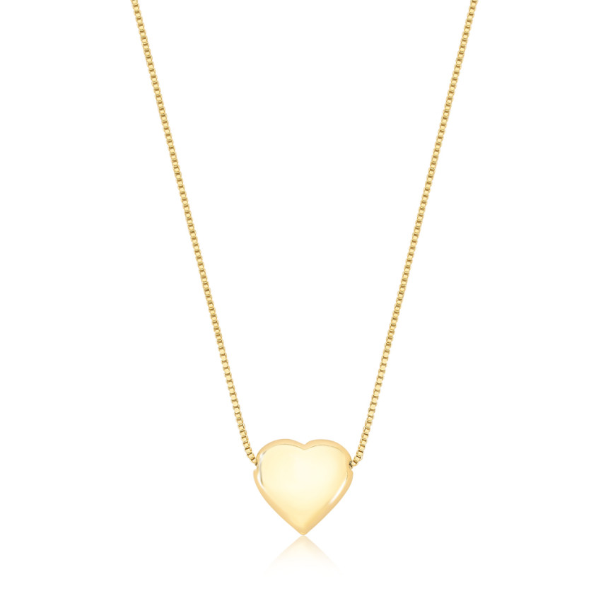 Gargantilha Coração Liso Folheada a Ouro 18k