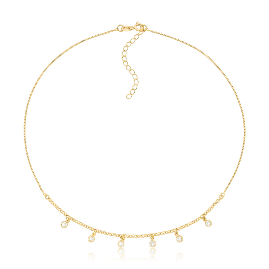 Gargantilha c/ Pontos Luz Folheada a Ouro 18k
