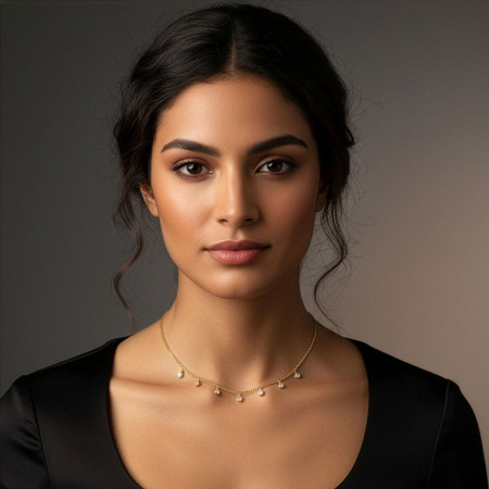 Gargantilha c/ Pontos Luz Folheada a Ouro 18k