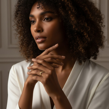 Anel Liso "Tubarão" Folheado a Ouro 18k