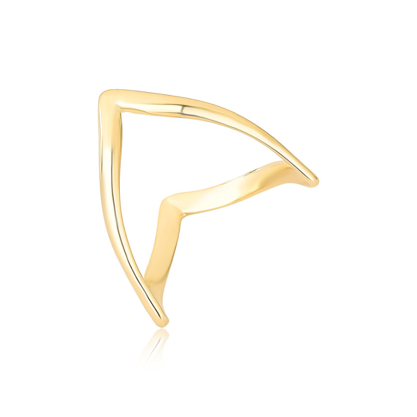 Anel Liso "Tubarão" Folheado a Ouro 18k