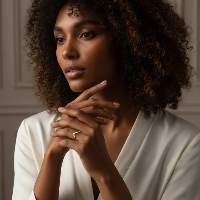 Anel Liso "Tubarão" Folheado a Ouro 18k