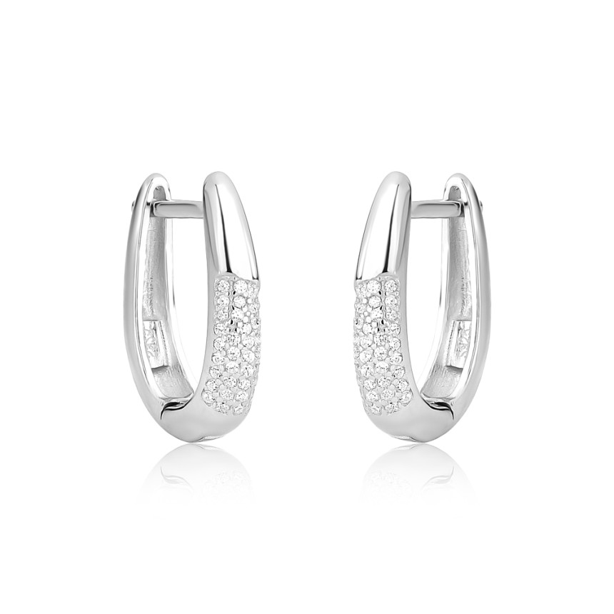 Argola Prata c/ Ródio Click Oval Meia Cravação 18mm