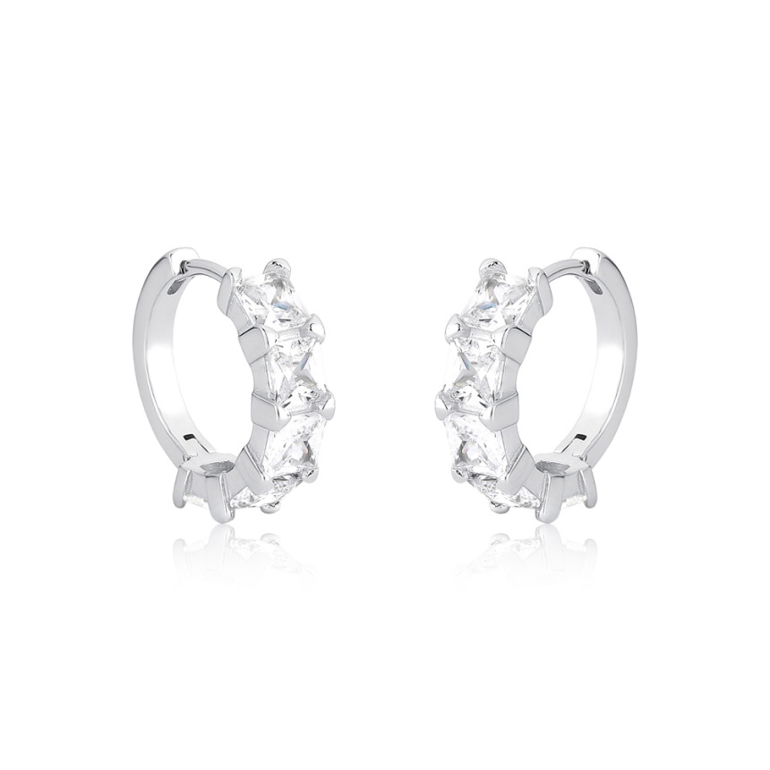 Argola Prata c/ Ródio 5 Zircônias Quadradas 17mm