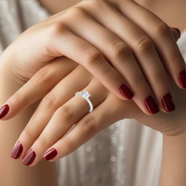 Anel Prata c/ Ródio Solitário 7mm Aro Liso